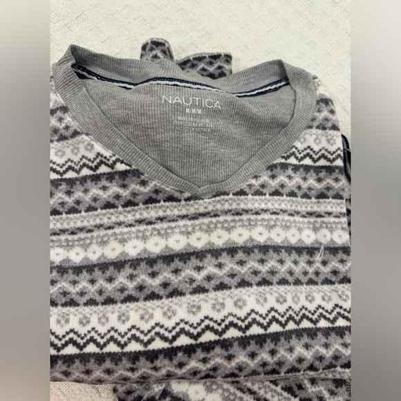 Nautica Fair Isle Pajama Set Soft Cozy Loungewear With Pockets Woman’s Size M - Picture 15 of 16